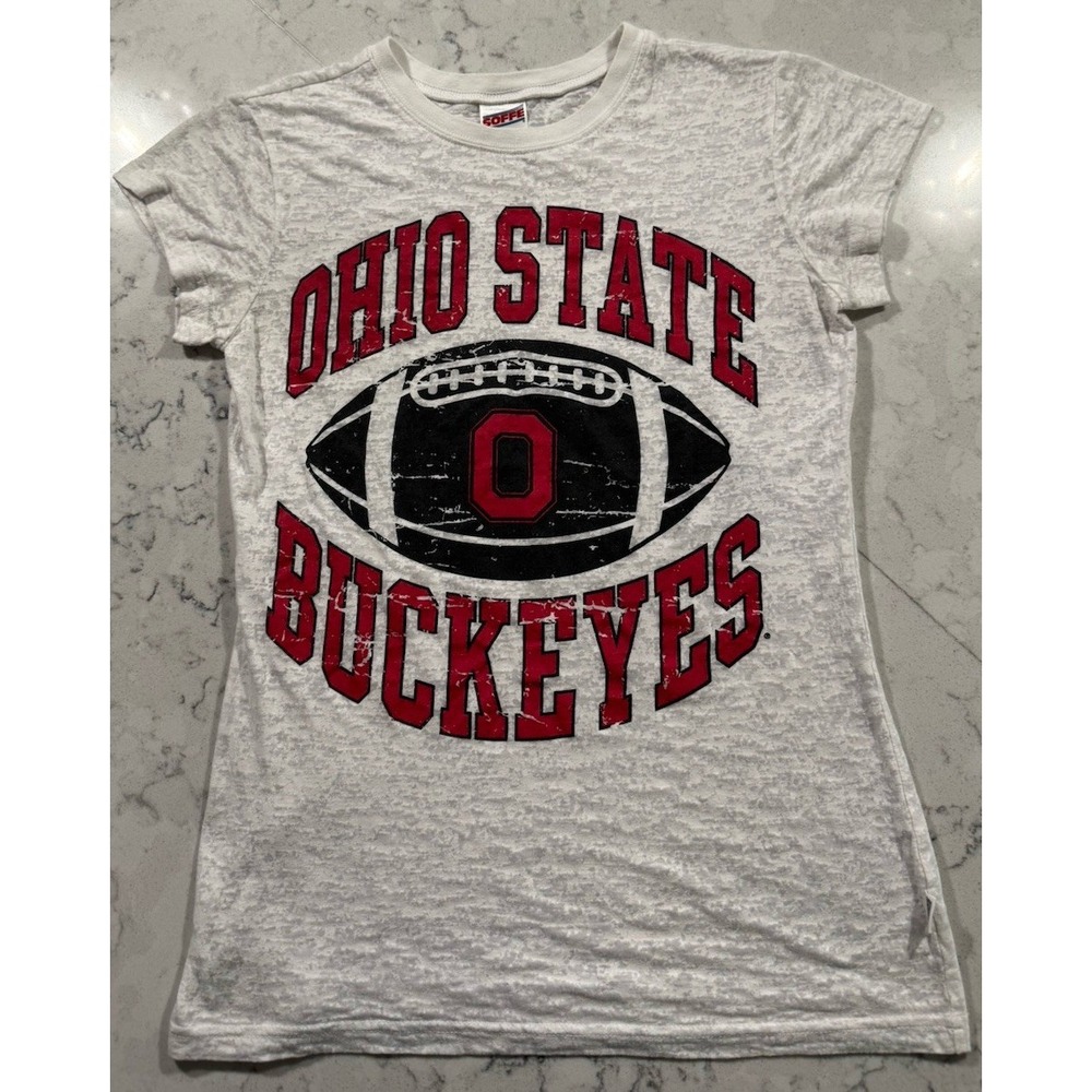 VTG Y2K Ohio State Buckeyes Soffe T-Shirt Juniors Large White Burnout Tee NCAA